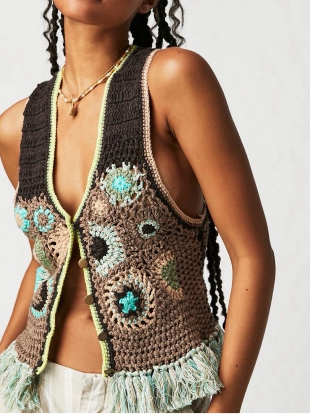 Free People Desert Rose Crochet Vest